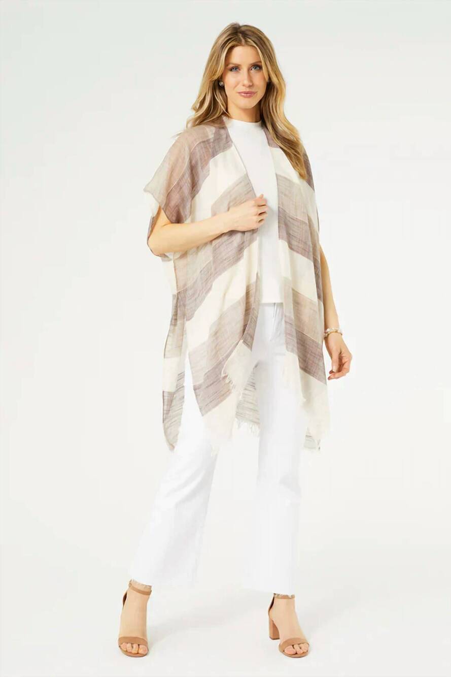 NEW COCO + CARMEN oriana stripe ruana in naturals